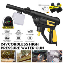 Load image into Gallery viewer, 24V 1/4" High Pressure Car Washer Electric Water Spray Guns Cordless Cleaning with Nozzle Hose Lance Wand Rechargeable Battery
