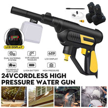 Load image into Gallery viewer, 24V 1/4" High Pressure Car Washer Electric Water Spray Guns Cordless Cleaning with Nozzle Hose Lance Wand Rechargeable Battery
